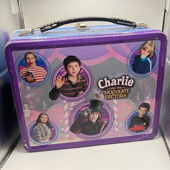 NECA Charlie and the Chocolate Factory Metal Lunch Box and Thermos - Picture 2 of 15